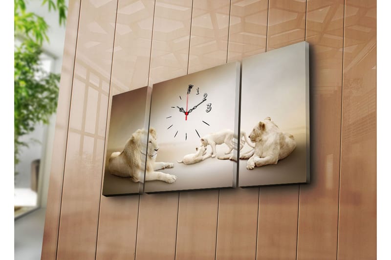 Dekorativt Canvas Maleri med Ur 3 Dele, Flerfarvet