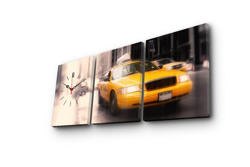 Dekorativt Canvas Maleri med Ur 3 Dele - Flerfarvet - Boligtilbehør - Vægdekoration - Vægure & Ure