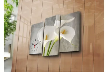 Dekorativt Canvas Maleri med Ur 3 Dele - Flerfarvet - Boligtilbehør - Vægdekoration - Vægure & Ure