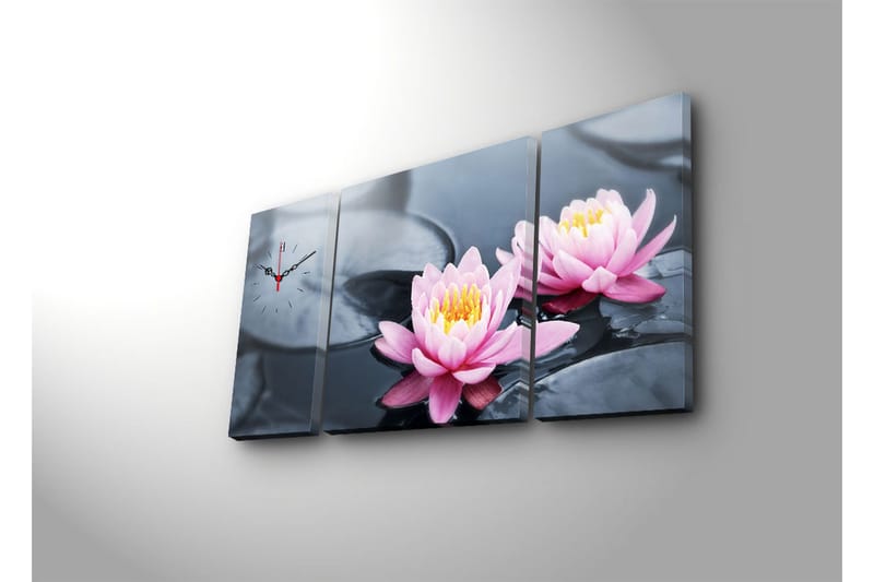 Dekorativt Canvas Maleri med Ur 3 Dele - Flerfarvet - Boligtilbehør - Vægdekoration - Vægure & Ure