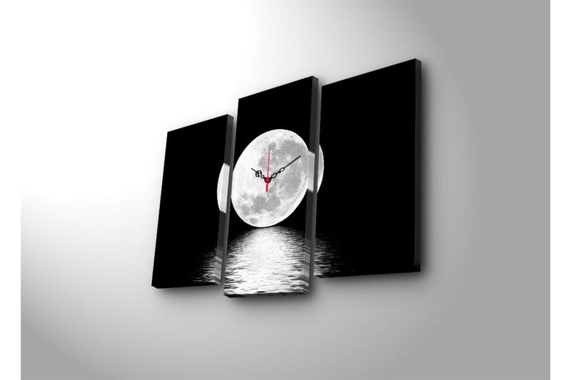 Dekorativt Canvas Maleri med Ur 3 Dele - Flerfarvet - Boligtilbehør - Vægdekoration - Vægure & Ure