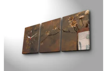 Dekorativt Canvas Maleri med Ur 3 Dele - Flerfarvet - Boligtilbehør - Vægdekoration - Vægure & Ure