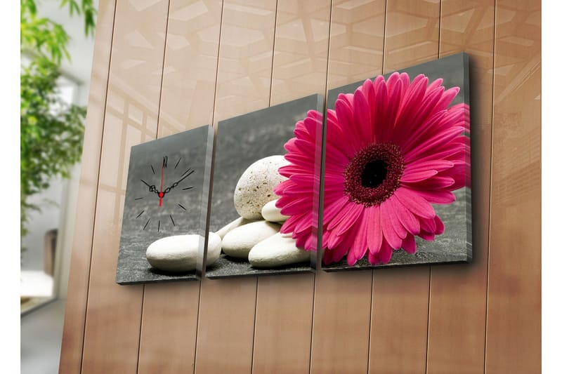 Dekorativt Canvas Maleri med Ur 3 Dele, Flerfarvet