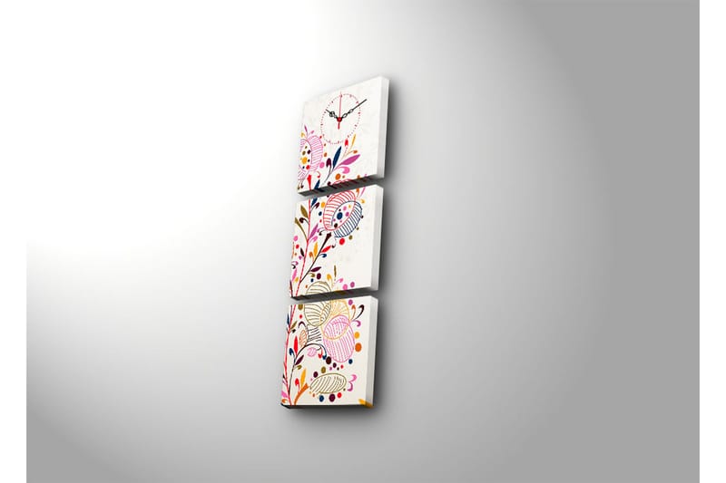 Dekorativt Canvas Maleri med Ur 3 Dele - Flerfarvet - Boligtilbehør - Vægdekoration - Vægure & Ure