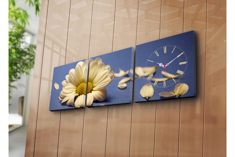Dekorativt Canvas Maleri med Ur 3 Dele, Flerfarvet