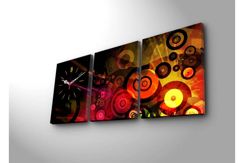 Dekorativt Canvas Maleri med Ur 3 Dele - Flerfarvet - Boligtilbehør - Vægdekoration - Vægure & Ure