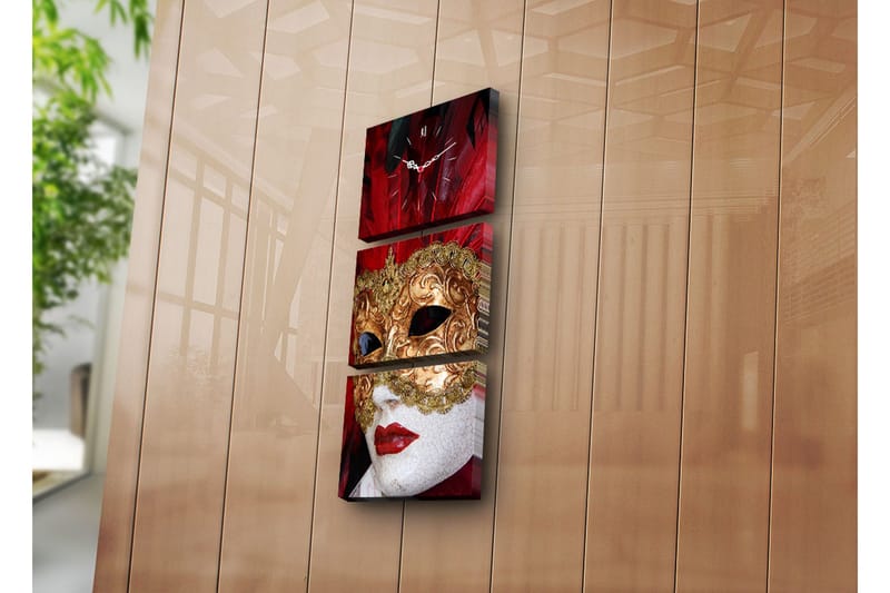 Dekorativt Canvas Maleri med Ur 3 Dele, Flerfarvet