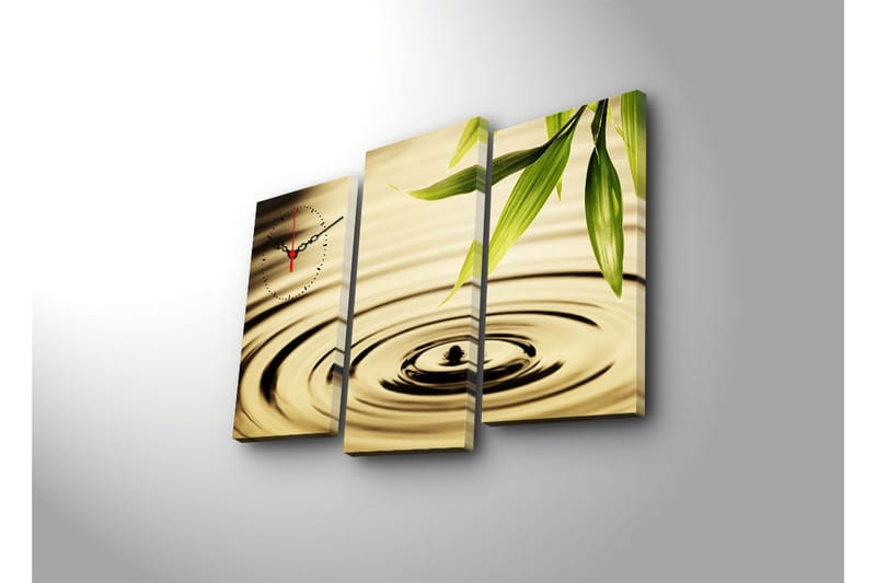 Dekorativt Canvas Maleri med Ur 3 Dele - Flerfarvet - Boligtilbehør - Vægdekoration - Vægure & Ure