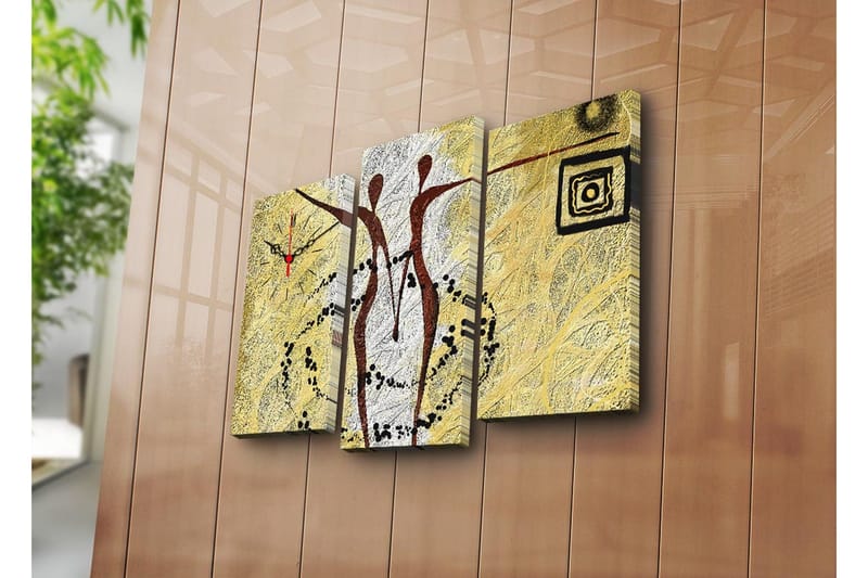 Dekorativt Canvas Maleri med Ur 3 Dele, Flerfarvet