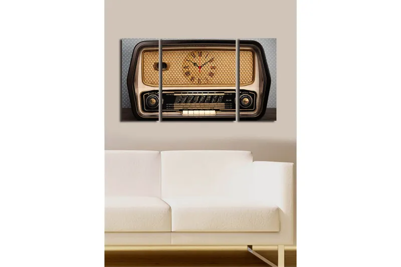 Dekorativt Canvas Maleri med Ur 3 Dele - Flerfarvet - Boligtilbehør - Vægdekoration - Vægure & Ure