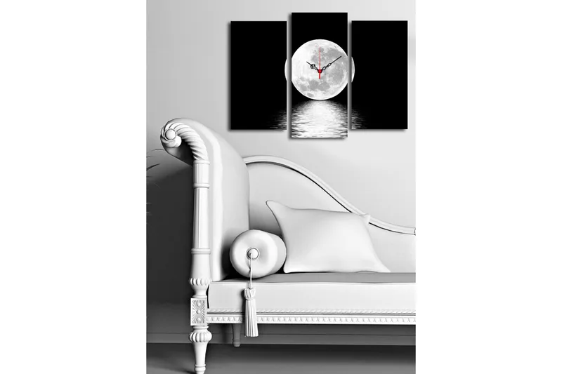 Dekorativt Canvas Maleri med Ur 3 Dele - Flerfarvet - Boligtilbehør - Vægdekoration - Vægure & Ure