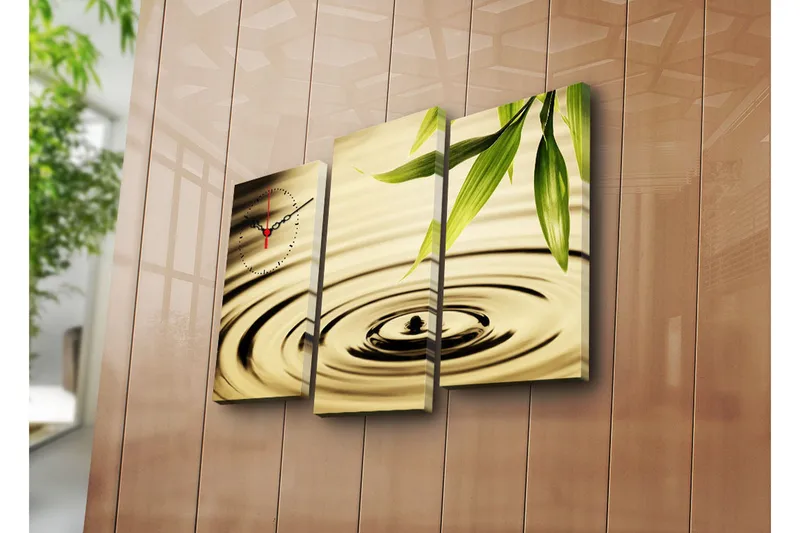 Dekorativt Canvas Maleri med Ur 3 Dele, Flerfarvet