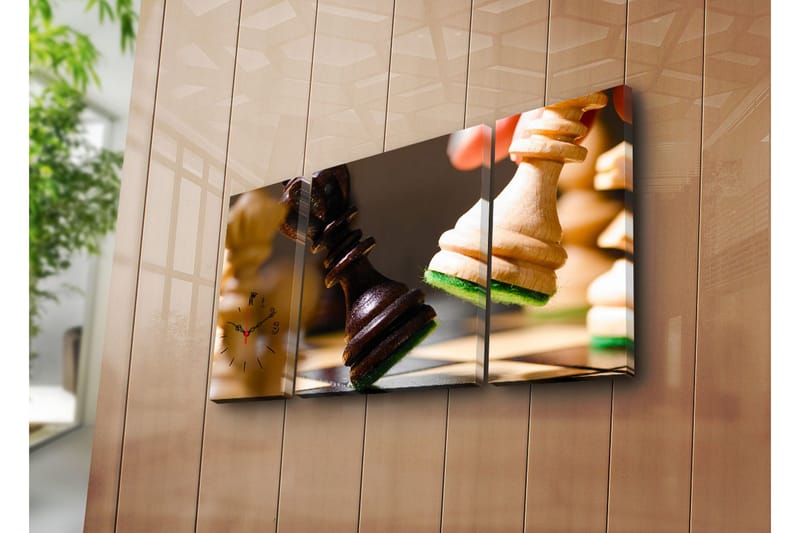 Dekorativt Canvas Maleri med Ur 3 Dele, Flerfarvet