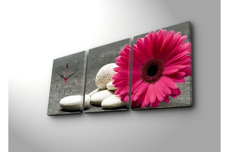 Dekorativt Canvas Maleri med Ur 3 Dele - Flerfarvet - Boligtilbehør - Vægdekoration - Vægure & Ure