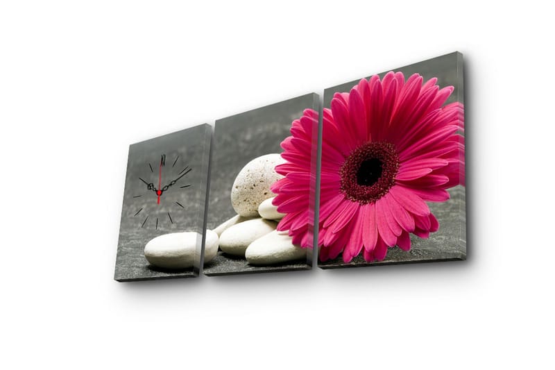 Dekorativt Canvas Maleri med Ur 3 Dele - Flerfarvet - Boligtilbehør - Vægdekoration - Vægure & Ure