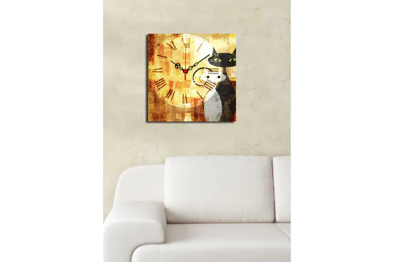 Dekorativt Canvas Maleri med Ur - Flerfarvet - Boligtilbehør - Vægdekoration - Vægure & Ure