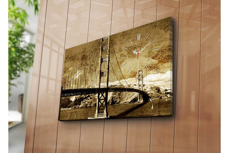 Dekorativt Canvas Maleri med Ur, Flerfarvet