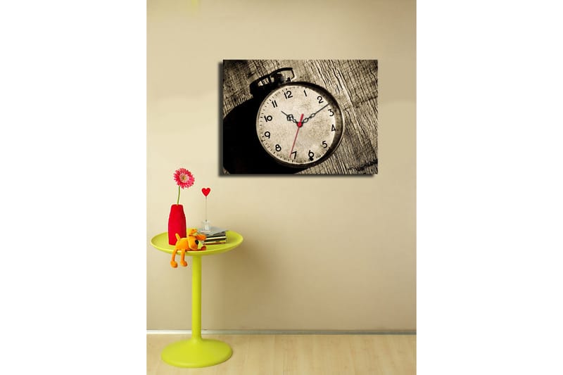 Dekorativt Canvas Maleri med Ur - Flerfarvet - Boligtilbehør - Vægdekoration - Vægure & Ure