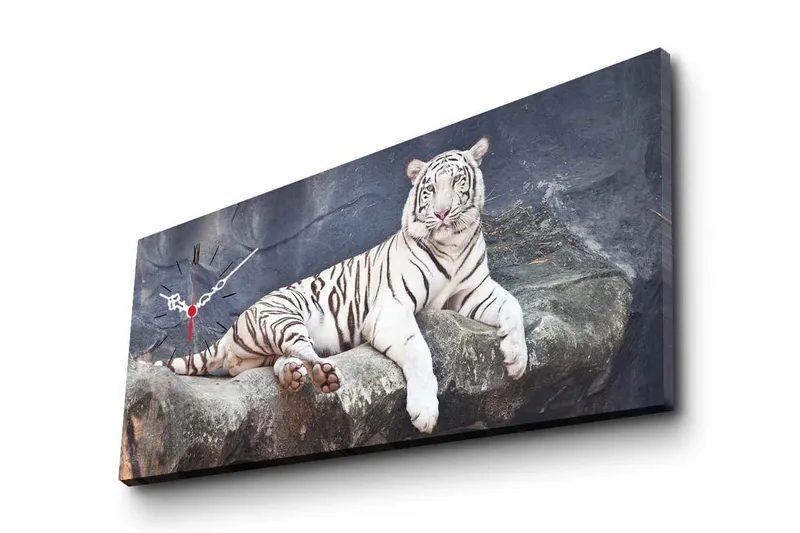 Dekorativt Canvas Maleri med Ur, Flerfarvet