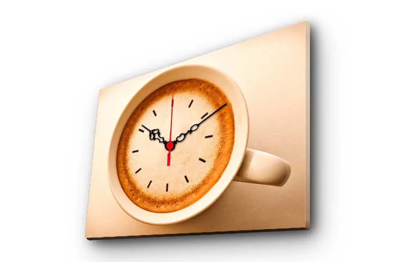 Dekorativt Canvas Maleri med Ur, Flerfarvet