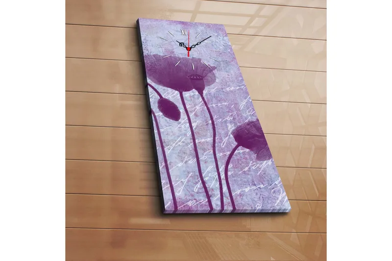 Dekorativt Canvas Maleri med Ur, Flerfarvet