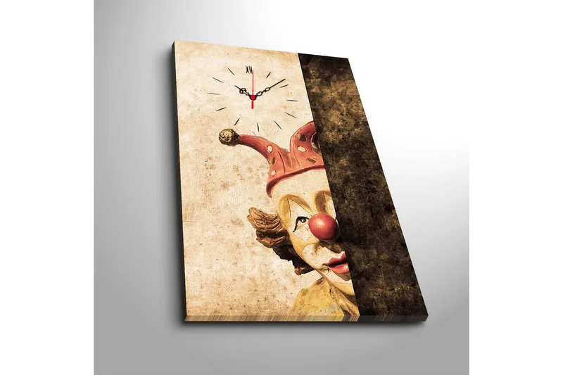 Dekorativt Canvas Maleri med Ur - Flerfarvet - Boligtilbehør - Vægdekoration - Vægure & Ure