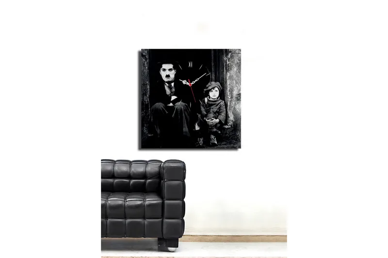 Dekorativt Canvas Maleri med Ur - Flerfarvet - Boligtilbehør - Vægdekoration - Vægure & Ure