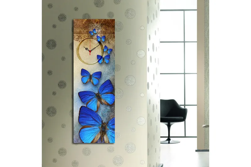 Dekorativt Canvas Maleri med Ur - Flerfarvet - Boligtilbehør - Vægdekoration - Vægure & Ure