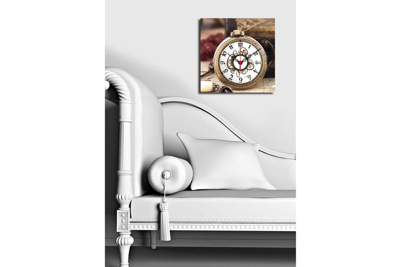 Dekorativt Canvas Maleri med Ur - Flerfarvet - Boligtilbehør - Vægdekoration - Vægure & Ure