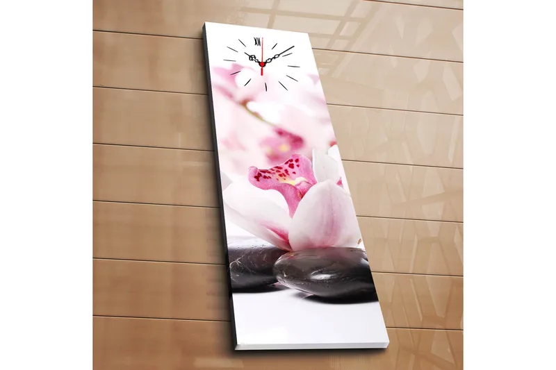 Dekorativt Canvas Maleri med Ur, Flerfarvet