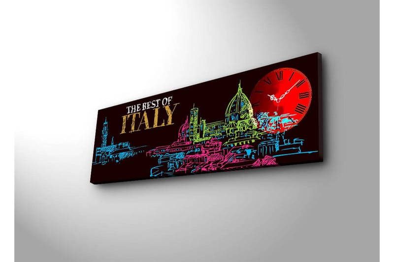 Dekorativt Canvas Maleri med Ur - Flerfarvet - Boligtilbehør - Vægdekoration - Vægure & Ure