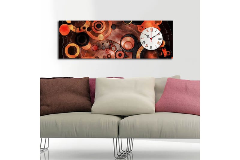 Dekorativt Canvas Maleri med Ur - Flerfarvet - Boligtilbehør - Vægdekoration - Vægure & Ure