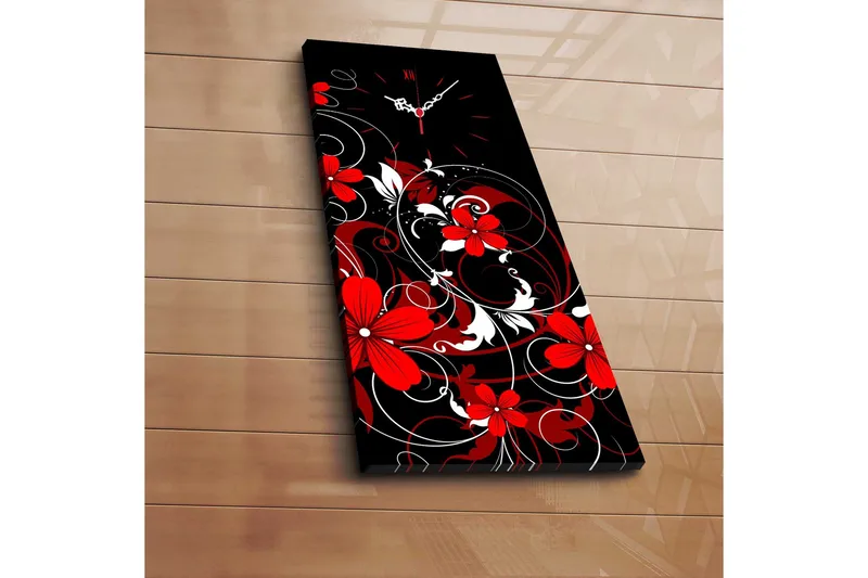 Dekorativt Canvas Maleri med Ur, Flerfarvet