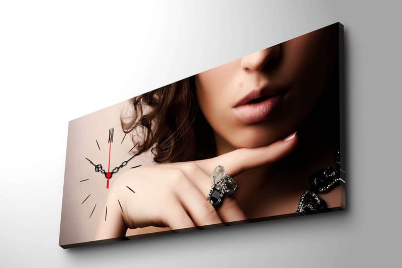 Dekorativt Canvas Maleri med Ur - Flerfarvet - Boligtilbehør - Vægdekoration - Vægure & Ure