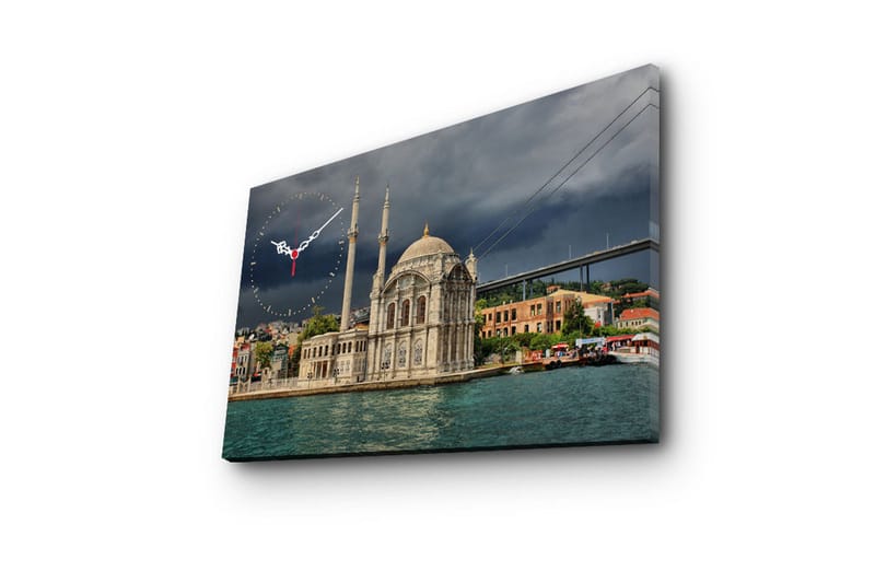 Dekorativt Canvas Maleri med Ur - Flerfarvet - Boligtilbehør - Vægdekoration - Vægure & Ure