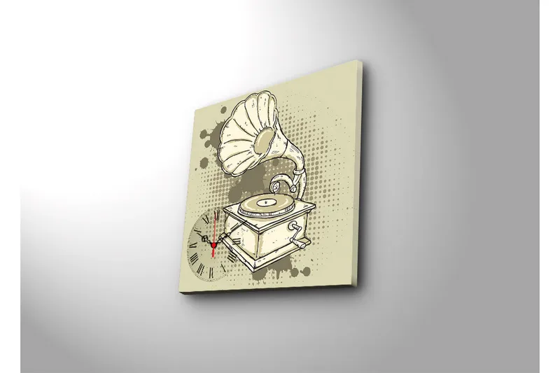 Dekorativt Canvas Maleri med Ur - Flerfarvet - Boligtilbehør - Vægdekoration - Vægure & Ure