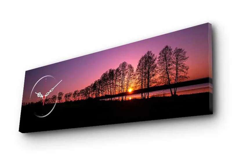 Dekorativt Canvas Maleri med Ur, Flerfarvet