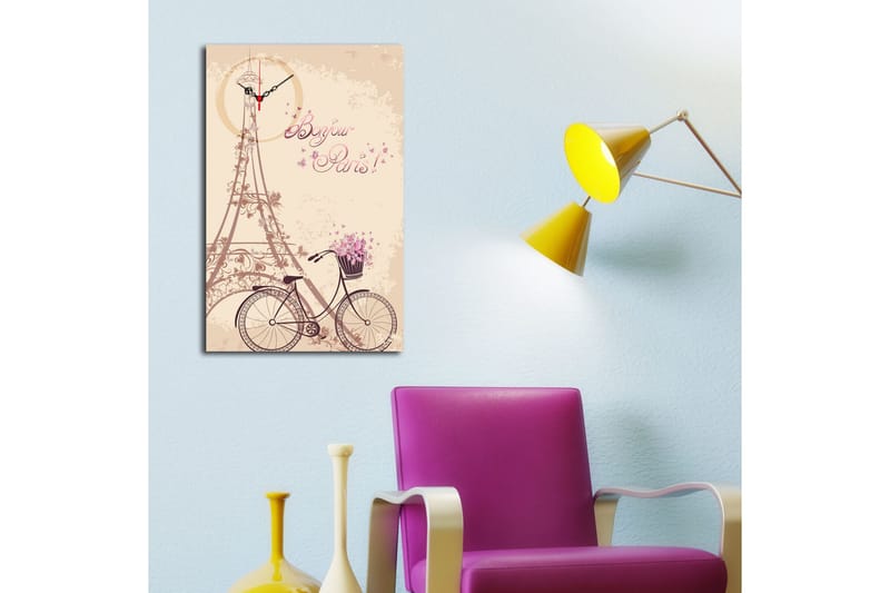 Dekorativt Canvas Maleri med Ur - Flerfarvet - Boligtilbehør - Vægdekoration - Vægure & Ure