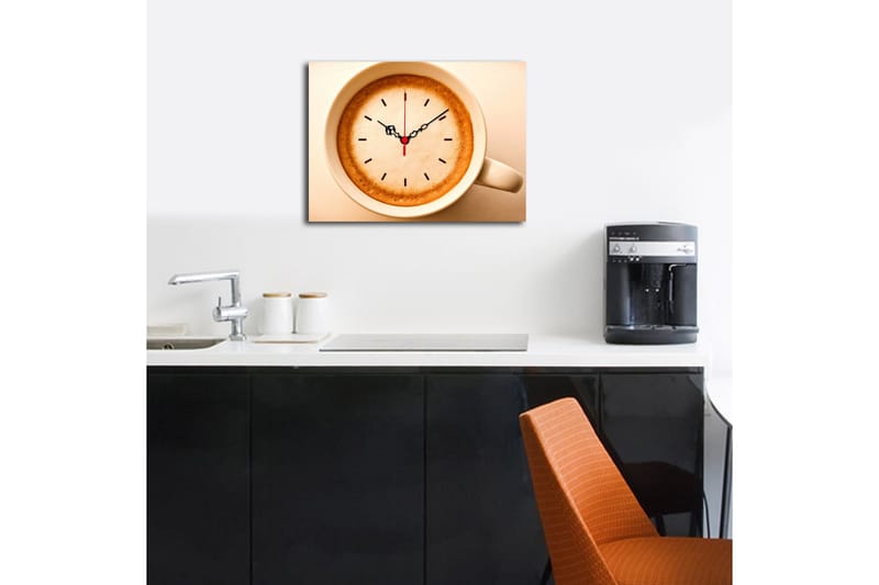 Dekorativt Canvas Maleri med Ur - Flerfarvet - Boligtilbehør - Vægdekoration - Vægure & Ure