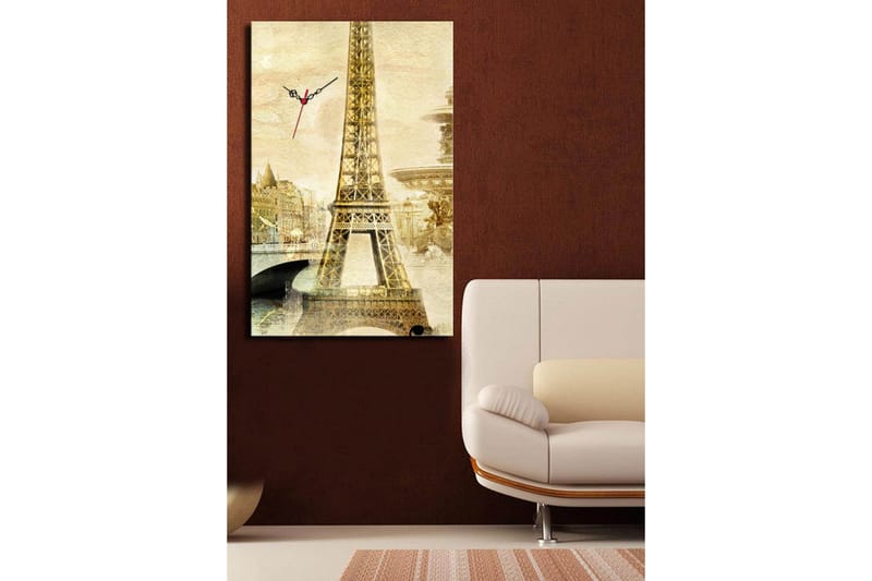 Dekorativt Canvas Maleri med Ur - Flerfarvet - Boligtilbehør - Vægdekoration - Vægure & Ure