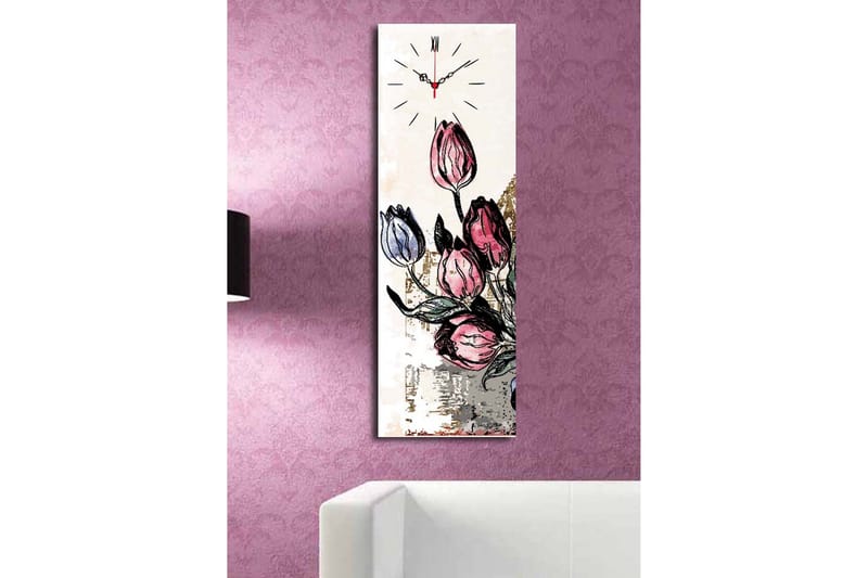 Dekorativt Canvas Maleri med Ur - Flerfarvet - Boligtilbehør - Vægdekoration - Vægure & Ure