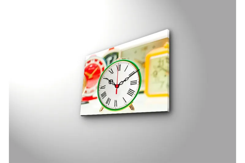 Dekorativt Canvas Maleri med Ur - Flerfarvet - Boligtilbehør - Vægdekoration - Vægure & Ure