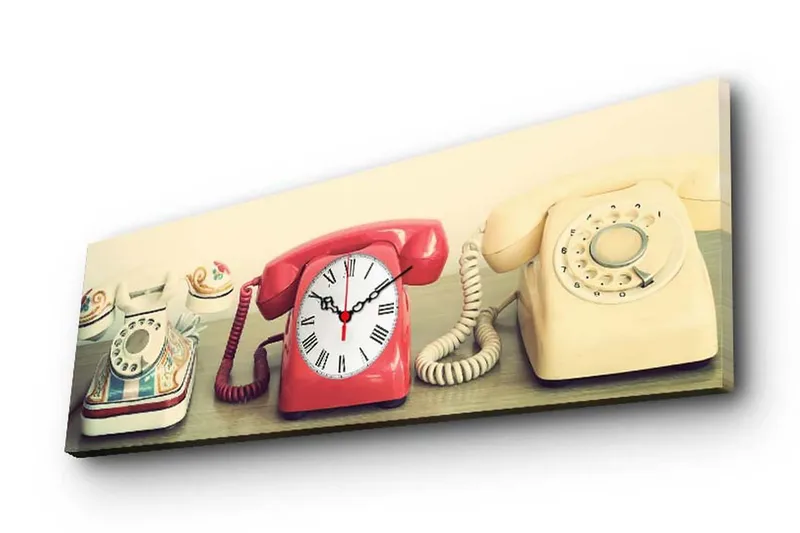 Dekorativt Canvas Maleri med Ur, Flerfarvet