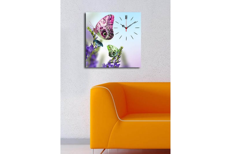 Dekorativt Canvas Maleri med Ur - Flerfarvet - Boligtilbehør - Vægdekoration - Vægure & Ure
