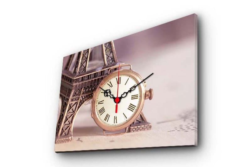Dekorativt Canvas Maleri med Ur, Flerfarvet