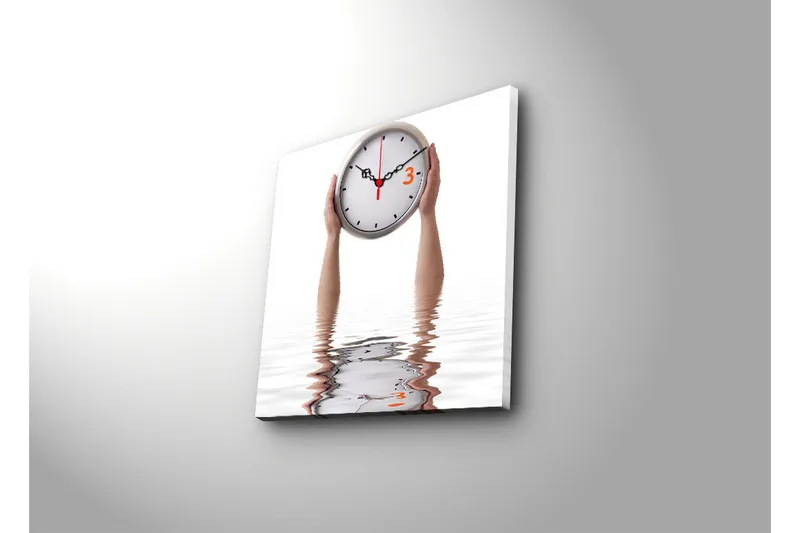 Dekorativt Canvas Maleri med Ur - Flerfarvet - Boligtilbehør - Vægdekoration - Vægure & Ure