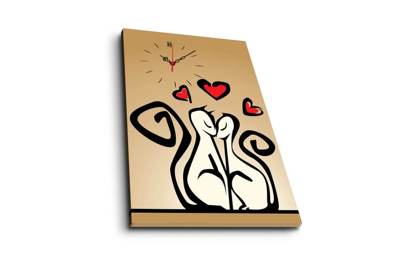 Dekorativt Canvas Maleri med Ur - Flerfarvet - Boligtilbehør - Vægdekoration - Vægure & Ure