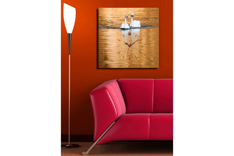 Dekorativt Canvas Maleri med Ur - Flerfarvet - Boligtilbehør - Vægdekoration - Vægure & Ure