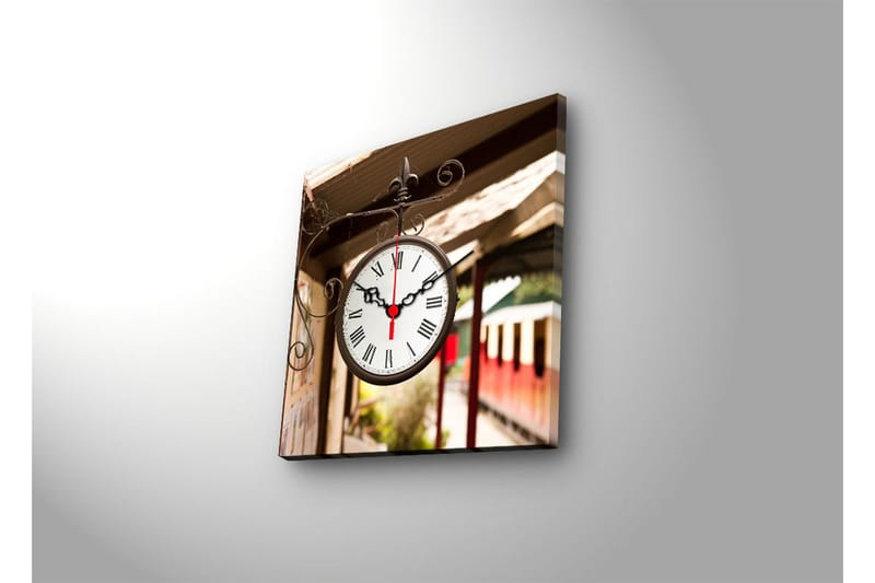 Dekorativt Canvas Maleri med Ur - Flerfarvet - Boligtilbehør - Vægdekoration - Vægure & Ure