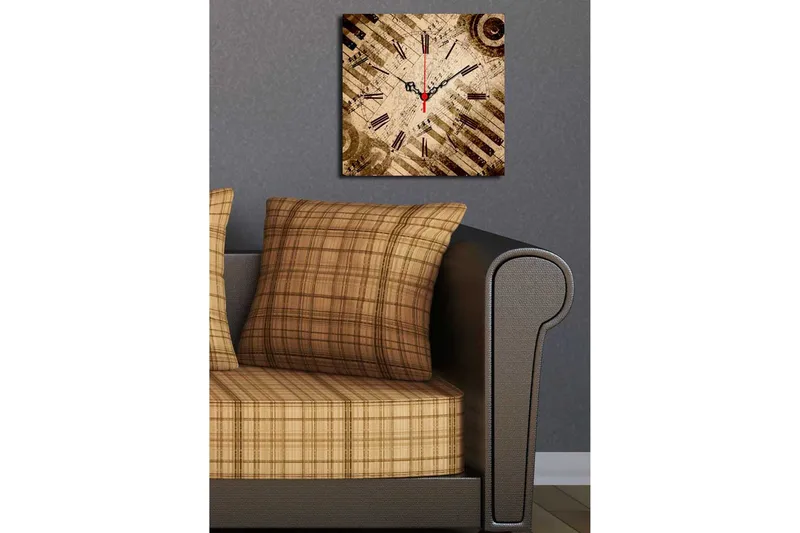 Dekorativt Canvas Maleri med Ur - Flerfarvet - Boligtilbehør - Vægdekoration - Vægure & Ure